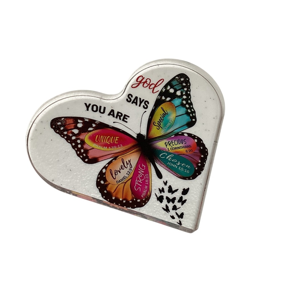 Heart Shaped Inspirational God‎ Says You Are Butterfly Religious Gift